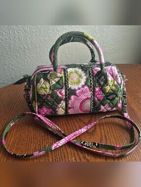 Vera Bradley Olivia Pink Small Duffle Handbag With Crossbody Strap (2013)